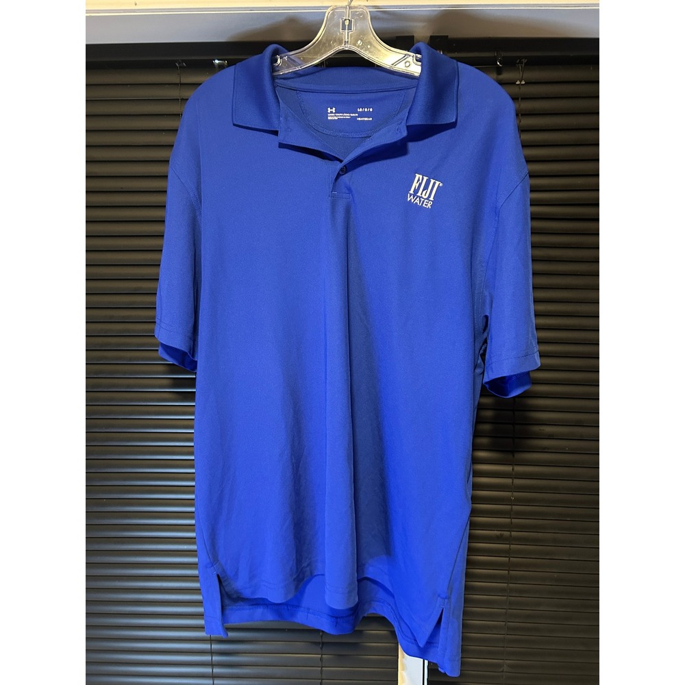 Under Armour Polo Shirt Mens Large Blue Fiji Water HeatGear Performance Sport